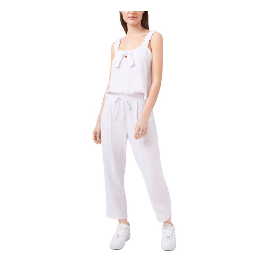 NWT RILEY&RAE Womens White Pleated Tie Straight leg Pants M